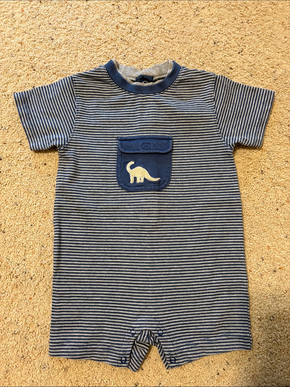Gymboree Blue Striped Dinosaur Pocket One-Piece
